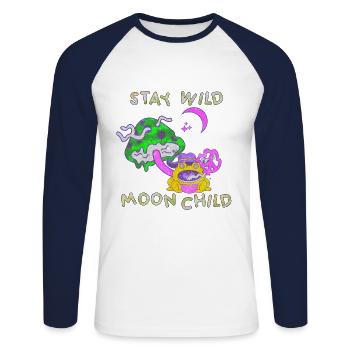 Hippie Peace Peace 60's 70's Love T-Shirt - Unisex Long Sleeve Baseball T-Shirt - white/navy - Front - Nik (191cm)