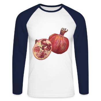 Cuisson des fruits de grenade - T-shirt baseball manches longues Homme - blanc/marine - Devant - Nik (191cm)