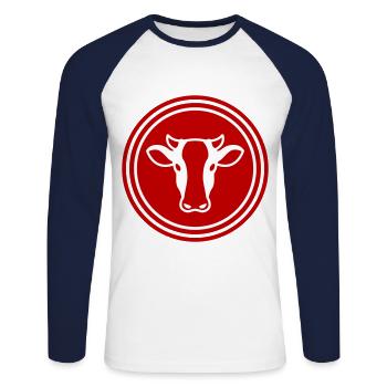 Beef Head - Unisex Long Sleeve Baseball T-Shirt - white/navy - Front - Nik (191cm)
