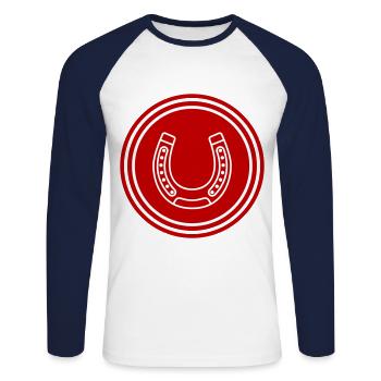 Hufeisen Icon - Unisex Baseballshirt langarm - Weiß/Navy - Vorne - Nik (191cm)