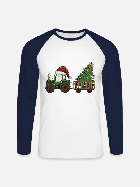 Trekker Christmas Tree Farmer Gift - Unisex Long Sleeve Baseball T-Shirt - white/navy