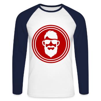 Gesicht bart symbol - Unisex Baseballshirt langarm - Weiß/Navy - Vorne - Nik (191cm)
