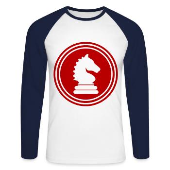 Pièce d’échecs de cheval - T-shirt baseball manches longues Homme - blanc/marine - Devant - Nik (191cm)