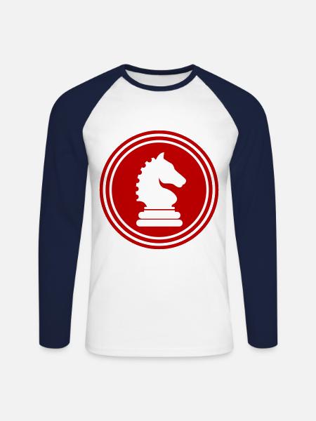 Pferd Schachfigur - Unisex Baseballshirt langarm - Weiß/Navy
