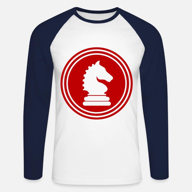 Pferd Schachfigur - Unisex Baseballshirt langarm - Weiß/Navy