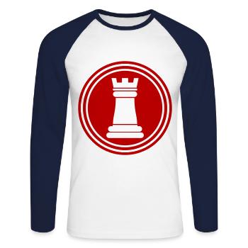 Chess piece tower - Unisex Long Sleeve Baseball T-Shirt - white/navy - Front - Nik (191cm)