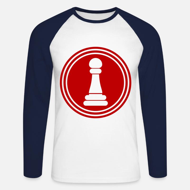 Runner Bauer Chess Piece - Unisex Long Sleeve Baseball T-Shirt - white/navy