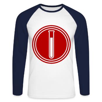 Symbole du tube à essai - T-shirt baseball manches longues Homme - blanc/marine - Devant - Nik (191cm)