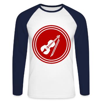 Symbole de l’icône du violon - T-shirt baseball manches longues Homme - blanc/marine - Devant - Nik (191cm)