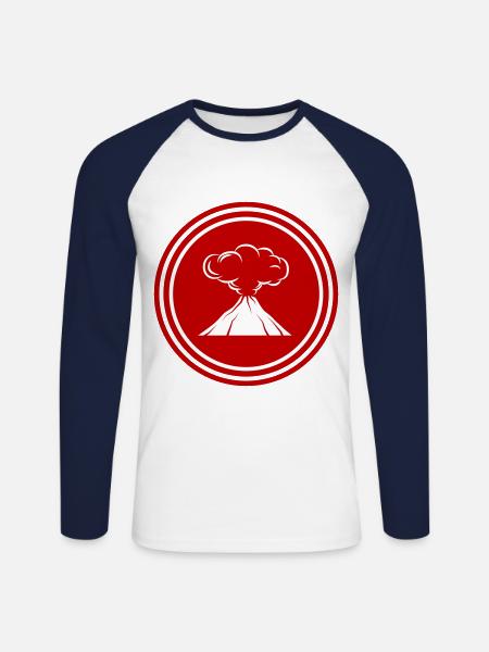 Vulkan icon symbol - Unisex Baseballshirt langarm - Weiß/Navy