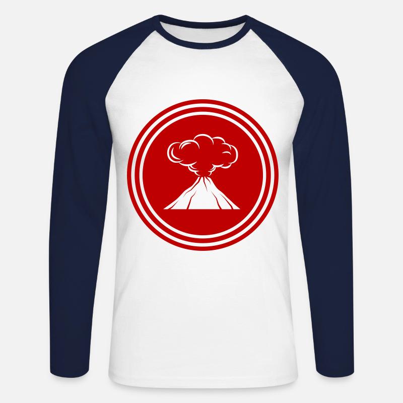 Vulkan icon symbol - Unisex Baseballshirt langarm - Weiß/Navy
