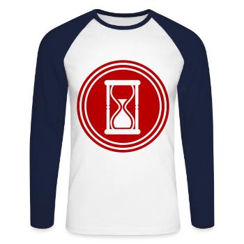 Sanduhr Symbol - Unisex Baseballshirt langarm - Weiß/Navy - Vorne - Nik (191cm)
