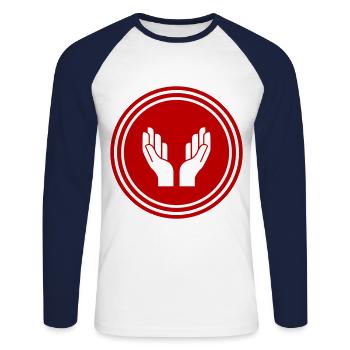 Hands icon icon - Unisex Long Sleeve Baseball T-Shirt - white/navy - Front - Nik (191cm)