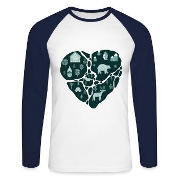 Merry Christmas Heart Love T-Shirt - T-shirt baseball manches longues Homme - blanc/marine - Devant - Nik (191cm)