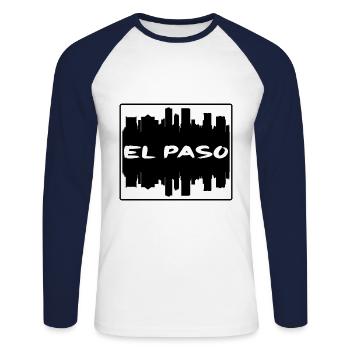 El Paso Texas Usa Skyline Silhouette Travel Souven - Unisex Long Sleeve Baseball T-Shirt - white/navy - Front - Nik (191cm)