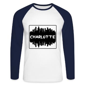 Charlotte North Carolina Usa Skyline Silhouette Tr - Unisex Long Sleeve Baseball T-Shirt - white/navy - Front - Nik (191cm)