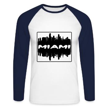 Miami Florida Usa Skyline Silhouette Reise Souven - Unisex Baseballshirt langarm - Weiß/Navy - Vorne - Nik (191cm)