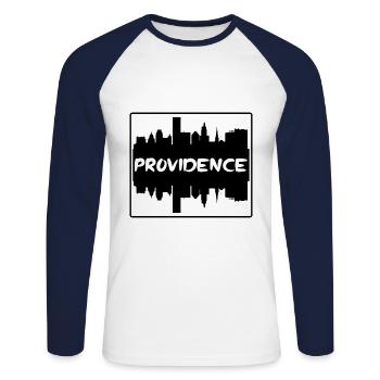 Providence Rhode Island Usa Skyline Silhouette Tra - T-shirt baseball manches longues Homme - blanc/marine - Devant - Nik (191cm)