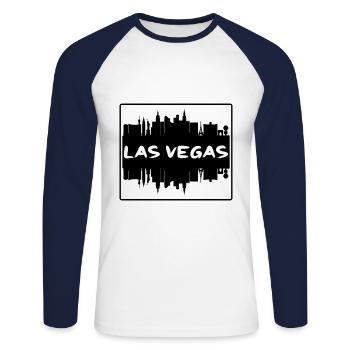 Las Vegas Nevada Usa Skyline Silhouette Travel Sou - T-shirt baseball manches longues Homme - blanc/marine - Devant - Nik (191cm)