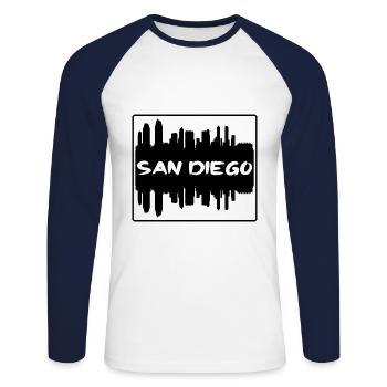 San Diego California Usa Skyline Silhouette Travel - Unisex Long Sleeve Baseball T-Shirt - white/navy - Front - Nik (191cm)