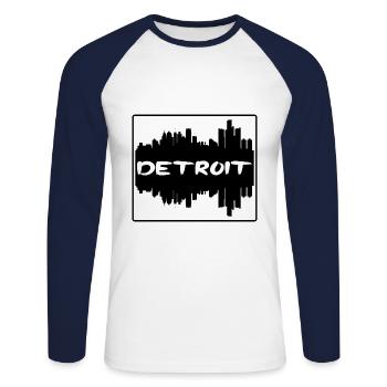 Detroit Michigan Usa Skyline Silhouette Travel Sou - T-shirt baseball manches longues Homme - blanc/marine - Devant - Nik (191cm)