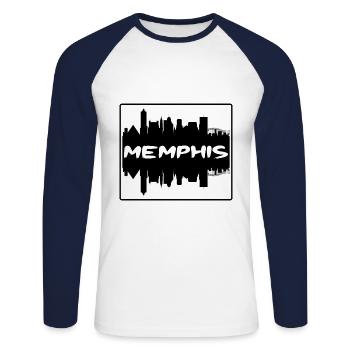 Memphis Tennessee Usa Skyline Silhouette Travel So - Unisex Long Sleeve Baseball T-Shirt - white/navy - Front - Nik (191cm)