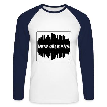 New Orleans Louisiana Usa Skyline Silhouette Trave - Unisex Long Sleeve Baseball T-Shirt - white/navy - Front - Nik (191cm)