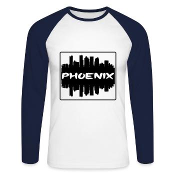 Phoenix Arizona États-Unis Skyline Silhouette Souv de voyage - T-shirt baseball manches longues Homme - blanc/marine - Devant - Nik (191cm)