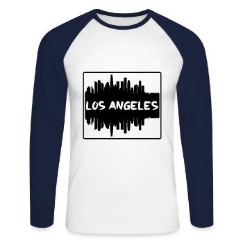 Los Angeles California Usa Skyline Silhouette Trav - Unisex Long Sleeve Baseball T-Shirt - white/navy - Front - Nik (191cm)