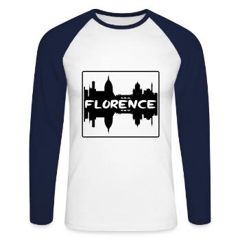 Florenz Italien Skyline Silhouette Reisesouvenir - Unisex Baseballshirt langarm - Weiß/Navy - Vorne - Nik (191cm)