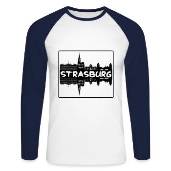 Strasburg France Skyline Silhouette Travel Souveni - Unisex Long Sleeve Baseball T-Shirt - white/navy - Front - Nik (191cm)
