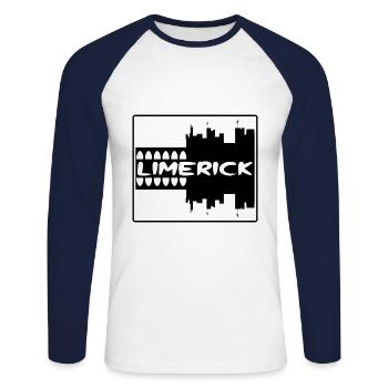 Limerick Ireland Skyline Silhouette Travel Souveni - Unisex Long Sleeve Baseball T-Shirt - white/navy - Front - Nik (191cm)