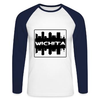 Wichita Kansas Usa Skyline Silhouette Reise Souve - Unisex Baseballshirt langarm - Weiß/Navy - Vorne - Nik (191cm)