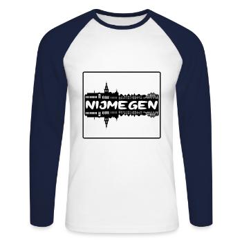 Nimègue Pays-Bas Skyline Silhouette Travel Sou - T-shirt baseball manches longues Homme - blanc/marine - Devant - Nik (191cm)