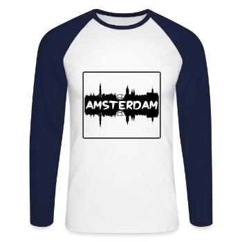Amsterdam Niederlande Skyline Silhouette Travel So - Unisex Baseballshirt langarm - Weiß/Navy - Vorne - Nik (191cm)