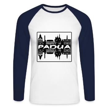 Padua Italien Skyline Silhouette Reisesouvenir - Unisex Baseballshirt langarm - Weiß/Navy - Vorne - Nik (191cm)