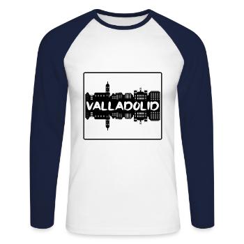 Valladolid Espagne Skyline Silhouette Voyage Souveni - T-shirt baseball manches longues Homme - blanc/marine - Devant - Nik (191cm)