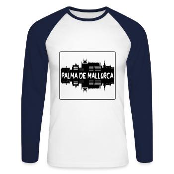 Palma De Mallorca Spain Skyline Silhouette Travel - Unisex Long Sleeve Baseball T-Shirt - white/navy - Front - Nik (191cm)