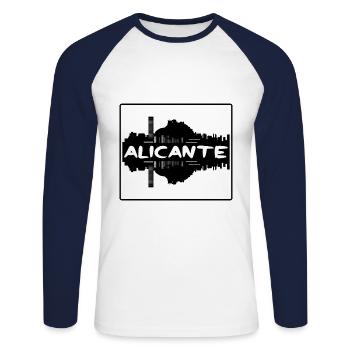 Alicante Spanien Skyline Silhouette Reisesouvenir - Unisex Baseballshirt langarm - Weiß/Navy - Vorne - Nik (191cm)