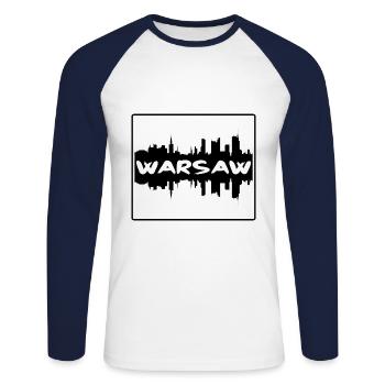 Varsovie Pologne Skyline Silhouette Souvenir de voyage - T-shirt baseball manches longues Homme - blanc/marine - Devant - Nik (191cm)