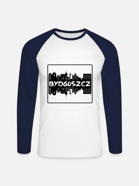 Bydgoszcz Polen Skyline Silhouette Travel Souveni - Langærmet herre-baseballshirt - hvid/marineblå