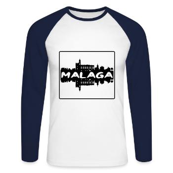 Malaga Spanien Skyline Silhouette Reisesouvenir - Unisex Baseballshirt langarm - Weiß/Navy - Vorne - Nik (191cm)