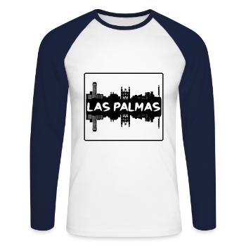 Las Palmas Spain Skyline Silhouette Travel Souveni - Unisex Long Sleeve Baseball T-Shirt - white/navy - Front - Nik (191cm)