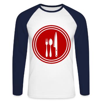 Fork cutlery - Unisex Long Sleeve Baseball T-Shirt - white/navy - Front - Nik (191cm)