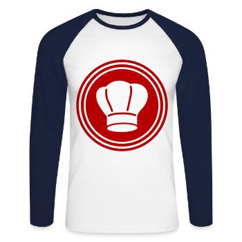 Cercle du symbole du chapeau du chef - T-shirt baseball manches longues Homme - blanc/marine - Devant - Nik (191cm)