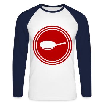 Pan Logo - T-shirt baseball manches longues Homme - blanc/marine - Devant - Nik (191cm)