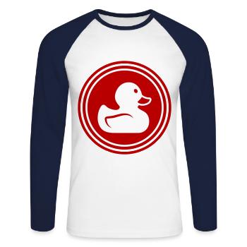 Icône de canard - T-shirt baseball manches longues Homme - blanc/marine - Devant - Nik (191cm)
