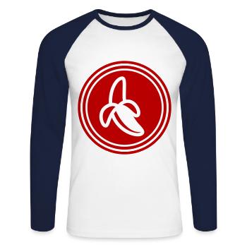 Symbole de la banane - T-shirt baseball manches longues Homme - blanc/marine - Devant - Nik (191cm)