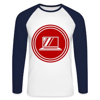Icône de l’ordinateur portable - T-shirt baseball manches longues Homme - blanc/marine - Devant - Nik (191cm)