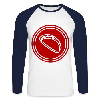Burrito Symbol - Unisex Baseballshirt langarm - Weiß/Navy - Vorne - Nik (191cm)